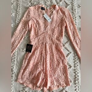 bebe Pink Lace Jumpsuit